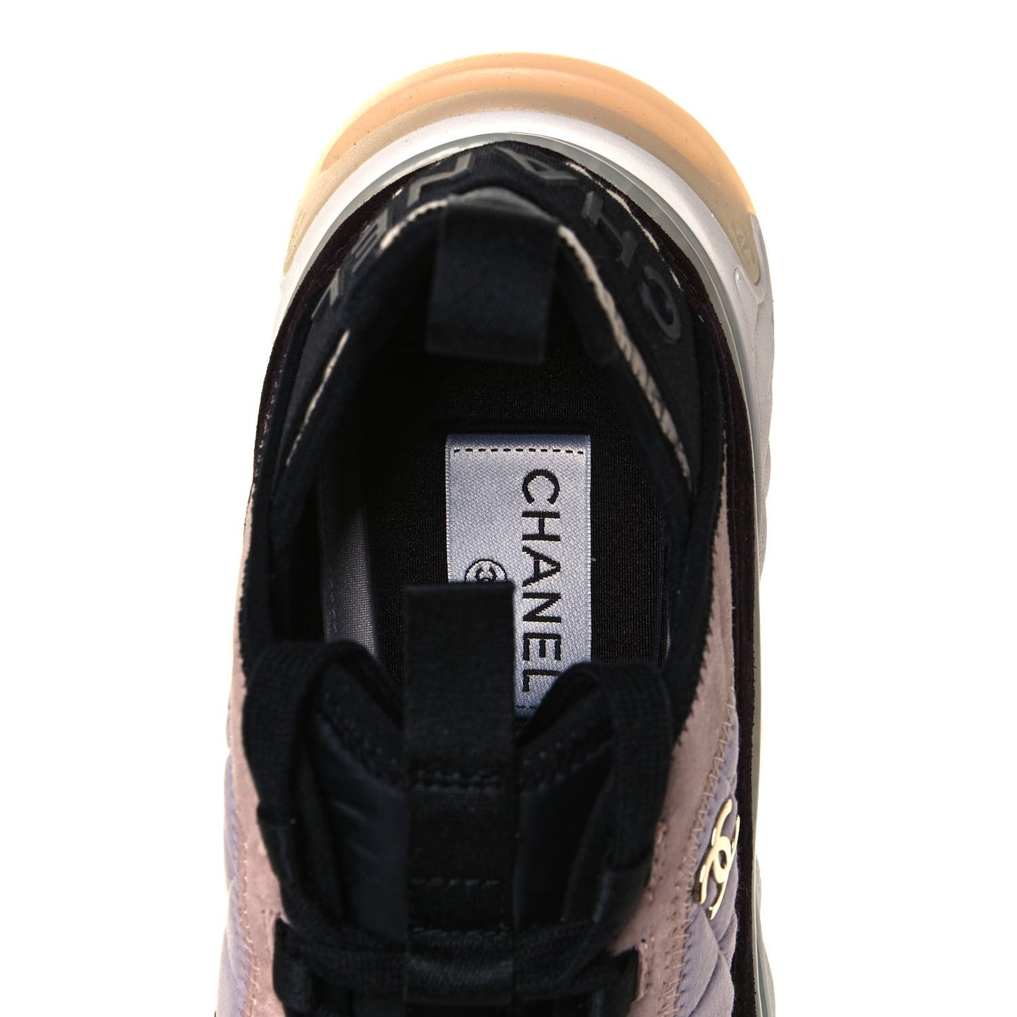 Velvet Calfskin Mixed Fibers CC Sneakers 40 Light Purple Beige