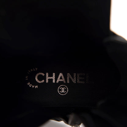 Chanel Iridescent Calfskin Lace Up Combat Boots 38 Black 7 of 9