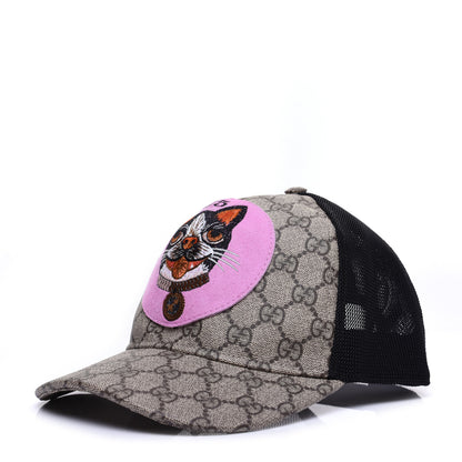 Gucci GG Supreme Monogram Bosco Patch Baseball Hat 59 Beige Malva 1 of 11