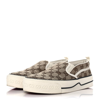 Gucci GG Monogram Womens 1977 Tennis Slip On 30mm Sneakers 39 Beige Ebony Mystic White 3 of 8