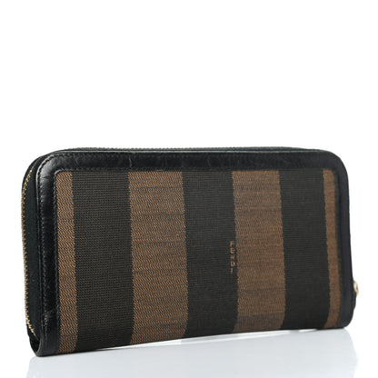 Fendi Pequin Cuoio Vegetale Zip Around Wallet Tobacco Black 3 of 8