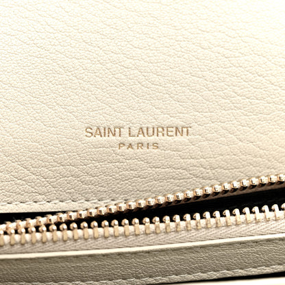Saint Laurent Sheepskin Matelasse Chevron Monogram Medium College Bag Crema Soft 6 of 11