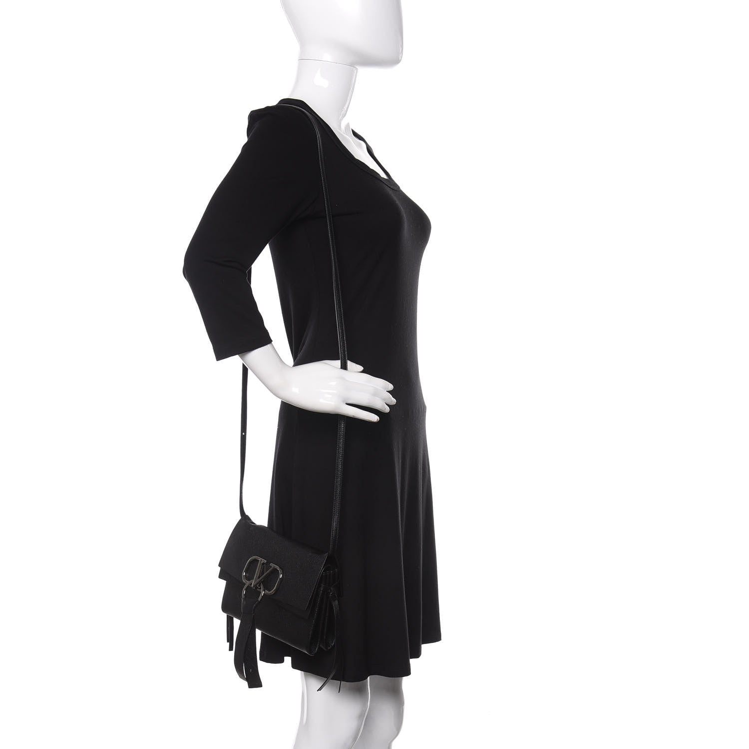 Valentino Garavani Calfskin Small VRing Crossbody Bag Black 2 of 11