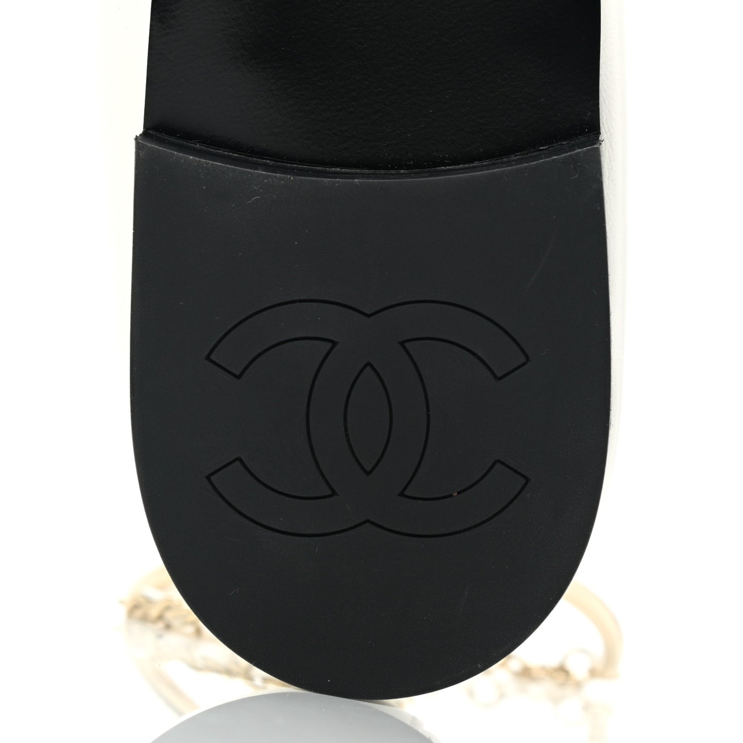 Lambskin Patent Calfskin Cap Toe Ankle Chain Ballerina Flats 39 White Black