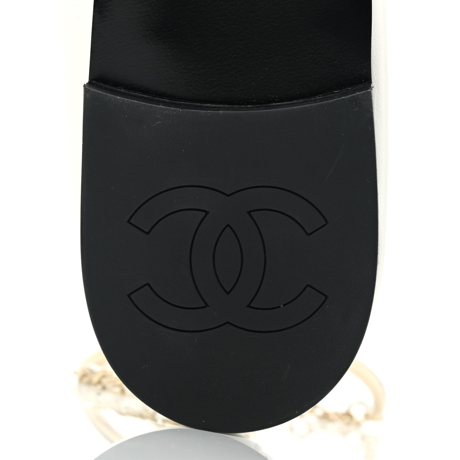 Chanel Lambskin Patent Calfskin Cap Toe Ankle Chain Ballerina Flats 39 White Black 8 of 10