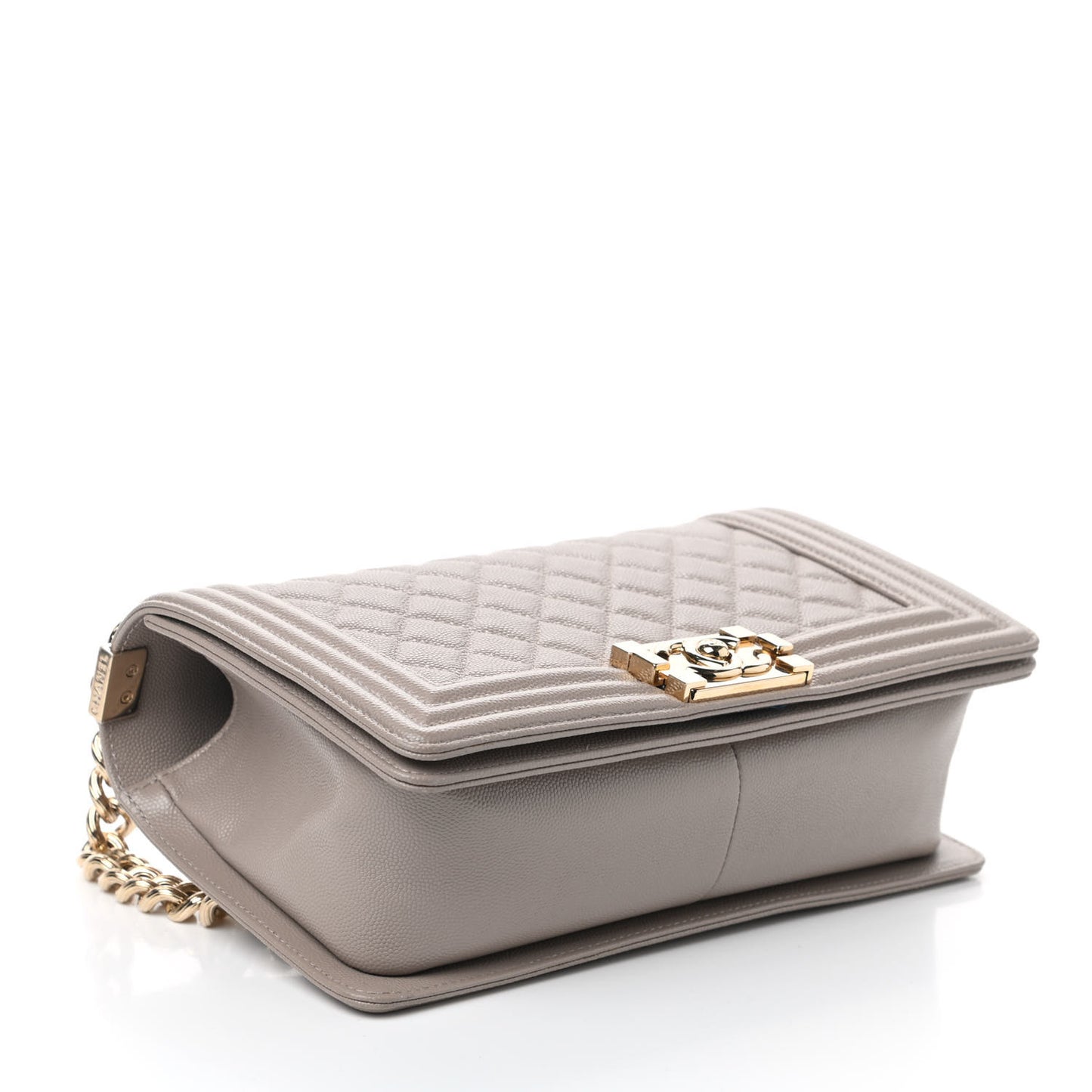 Caviar Quilted Medium Boy Flap Dark Beige
