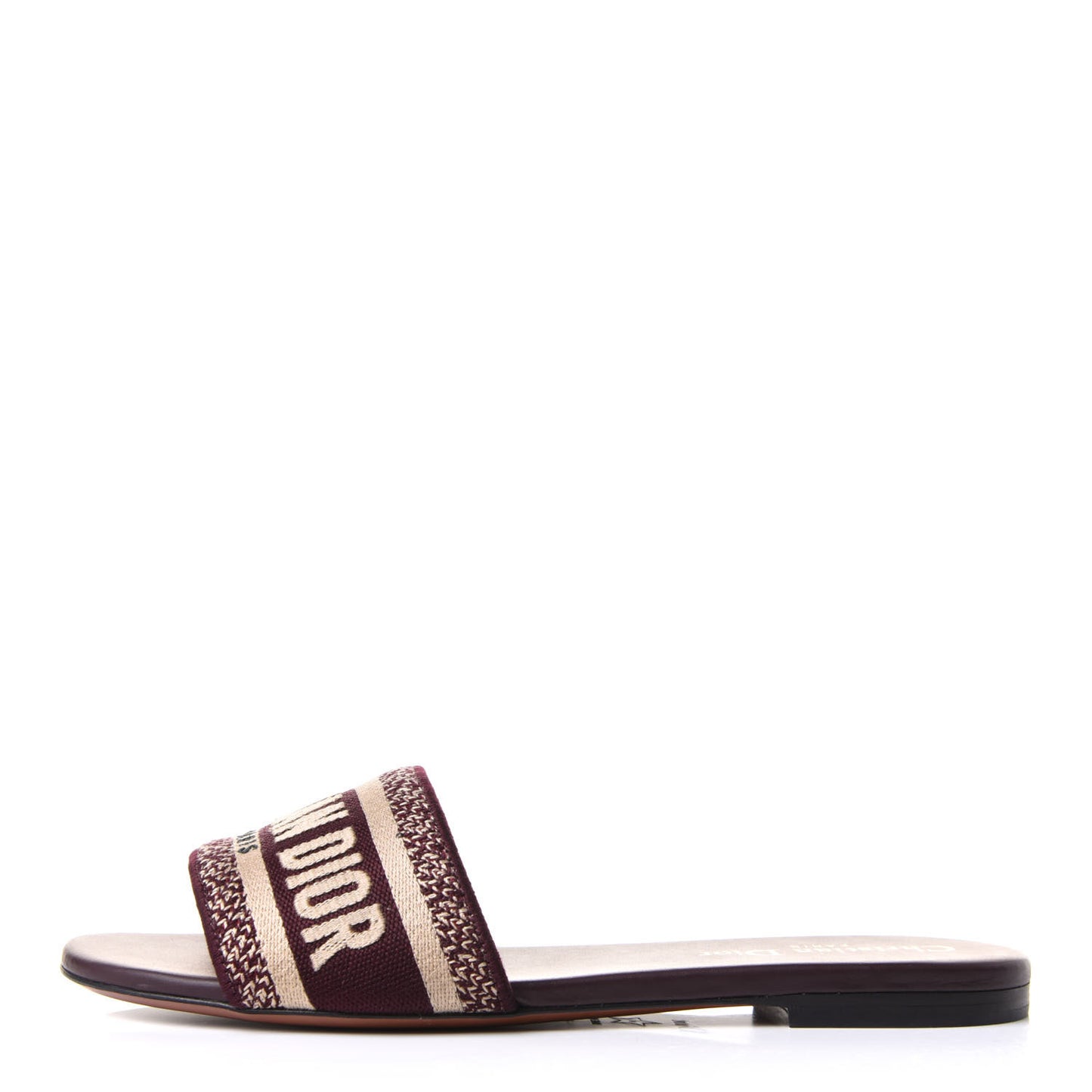 Canvas Embroidered Dway Mules Slide Sandals 36.5 Burgundy