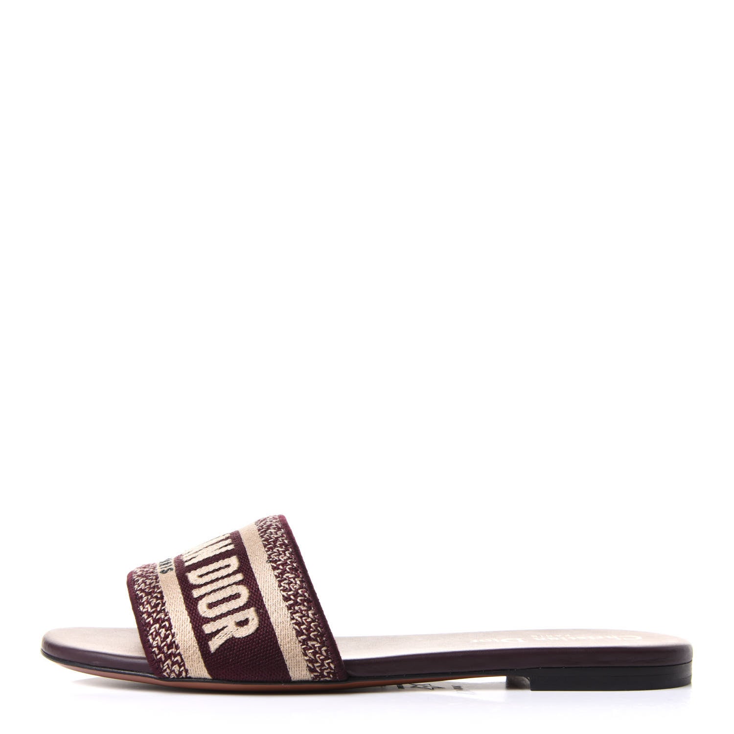 Christian Dior Canvas Embroidered Dway Mules Slide Sandals 36.5 Burgundy 1 of 10
