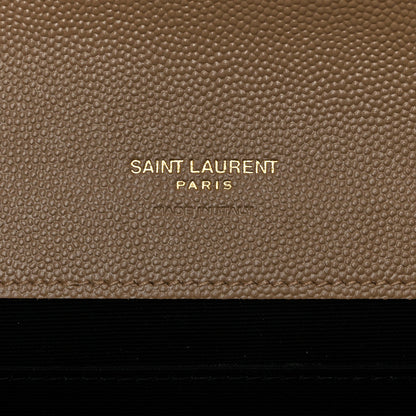 Saint Laurent Grain De Poudre Matelasse Chevron Monogram Envelope Clutch Dark Beige 5 of 7