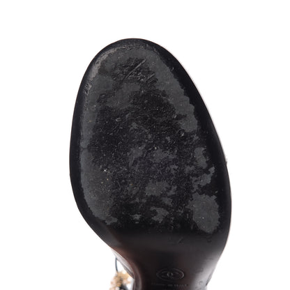 Chanel Patent Cap Toe Chain Ankle Strap Pumps 37.5 Black 8 of 10