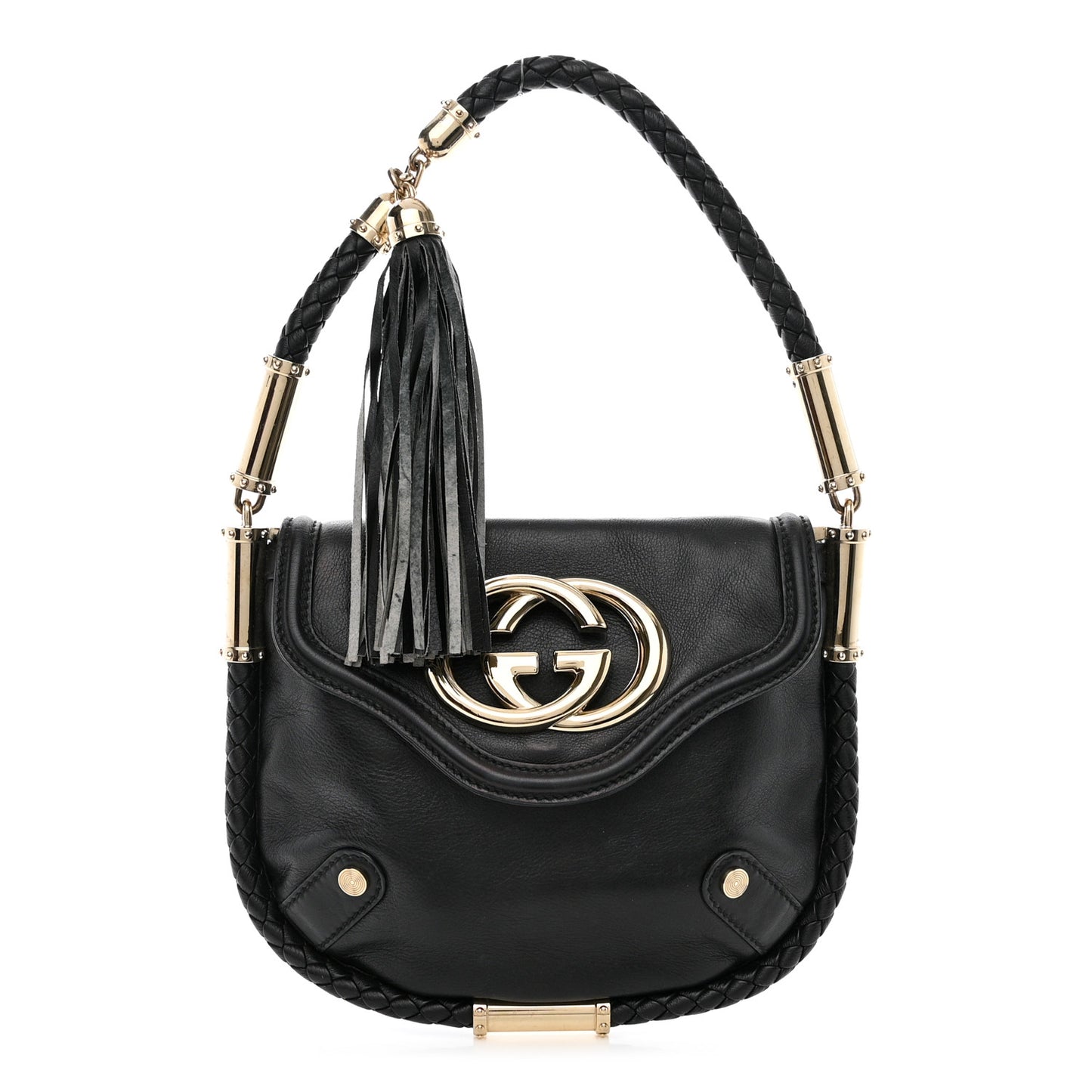 Calfskin Small Britt Tassel Shoulder Bag Black