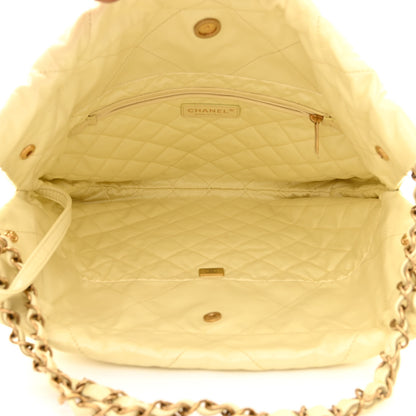 Chanel Shiny Calfskin Quilted Small Chanel 22 Light Yellow 6 of 12