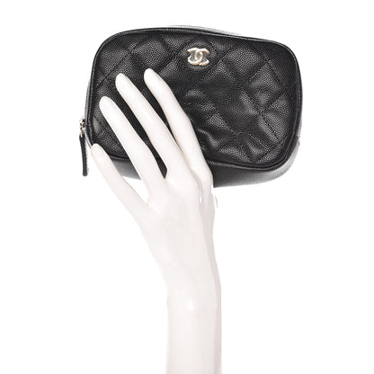 Chanel Caviar Quilted Small Curvy Pouch Cosmetic Case Black 2 of 16