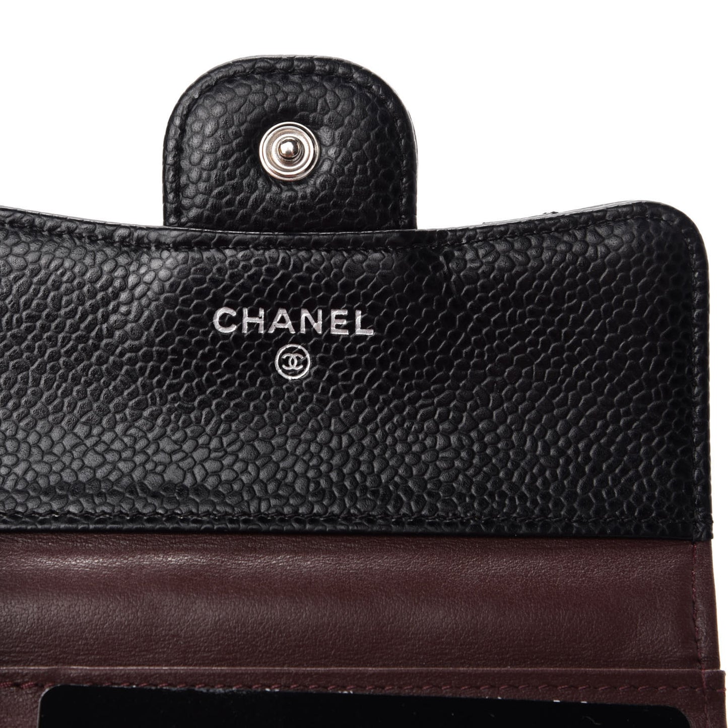 Caviar Quilted Compact Flap Wallet Black