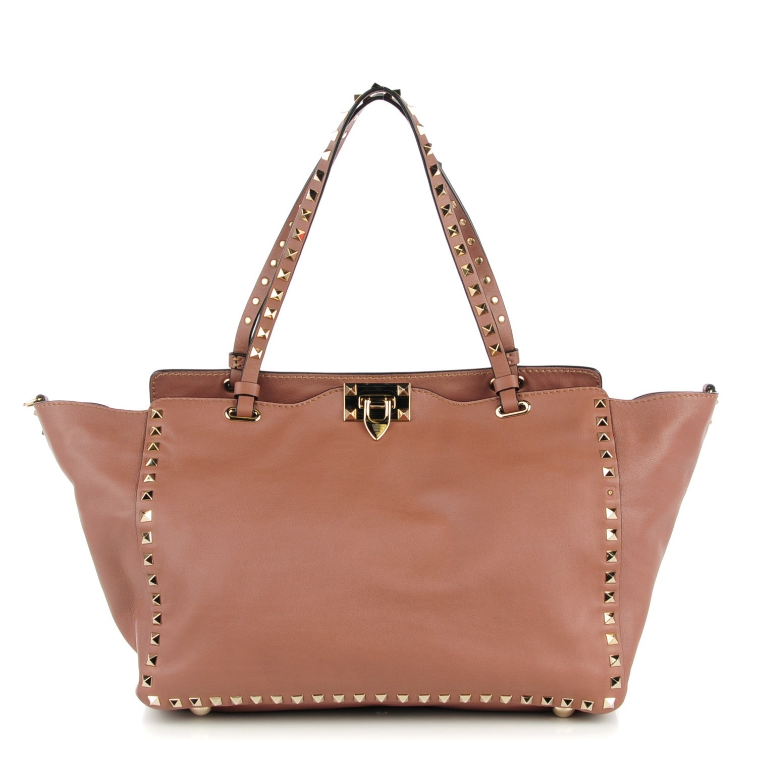 Valentino Garavani Vitello Medium Rockstud Tote Beige 1 of 8