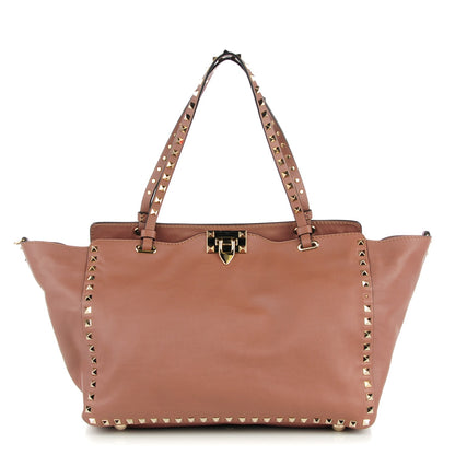 Valentino Garavani Vitello Medium Rockstud Tote Beige 1 of 8