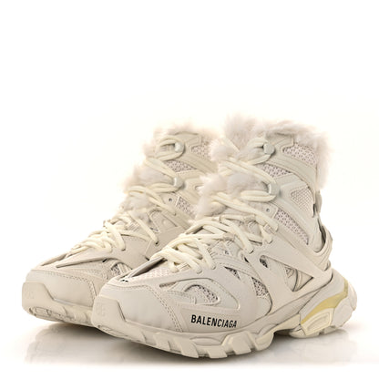 Balenciaga Mesh Nylon Faux Fur Womens Track Hike Sneakers 37 White 4 of 9