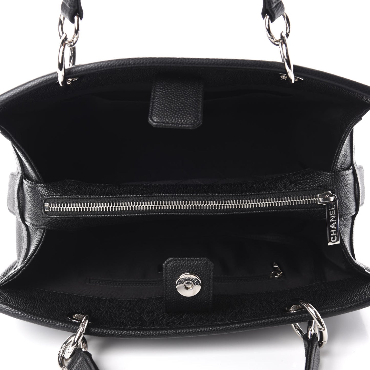 Caviar Stitched Shopping Tote Black