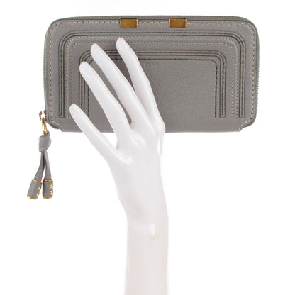 Chloe Calfskin Marcie Long Zip Around Wallet Cashmere Grey 2 of 8
