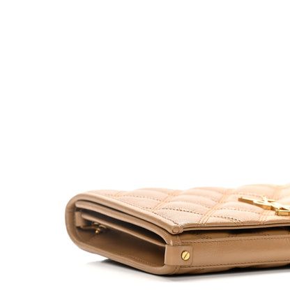 Saint Laurent Lambskin Diamond Quilted Becky Chain Wallet Gold Sand 8 of 14