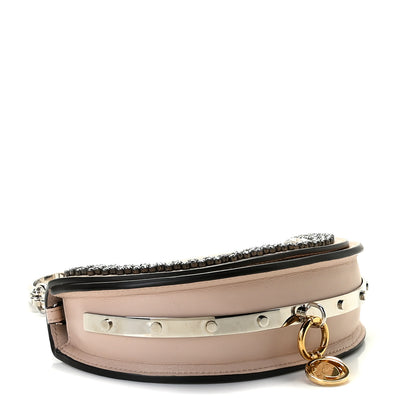 Chloe Calfskin Crystal Embellished Small Nile Bracelet Minaudiere Bag Cement Pink 3 of 8