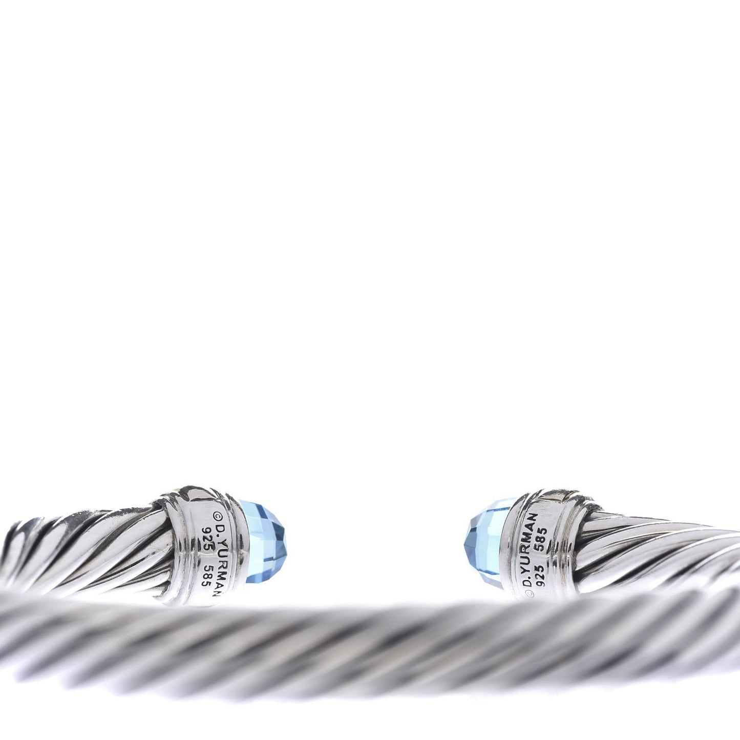 Sterling Silver 14K Yellow Gold Blue Topaz 7mm Cable Classics Bracelet