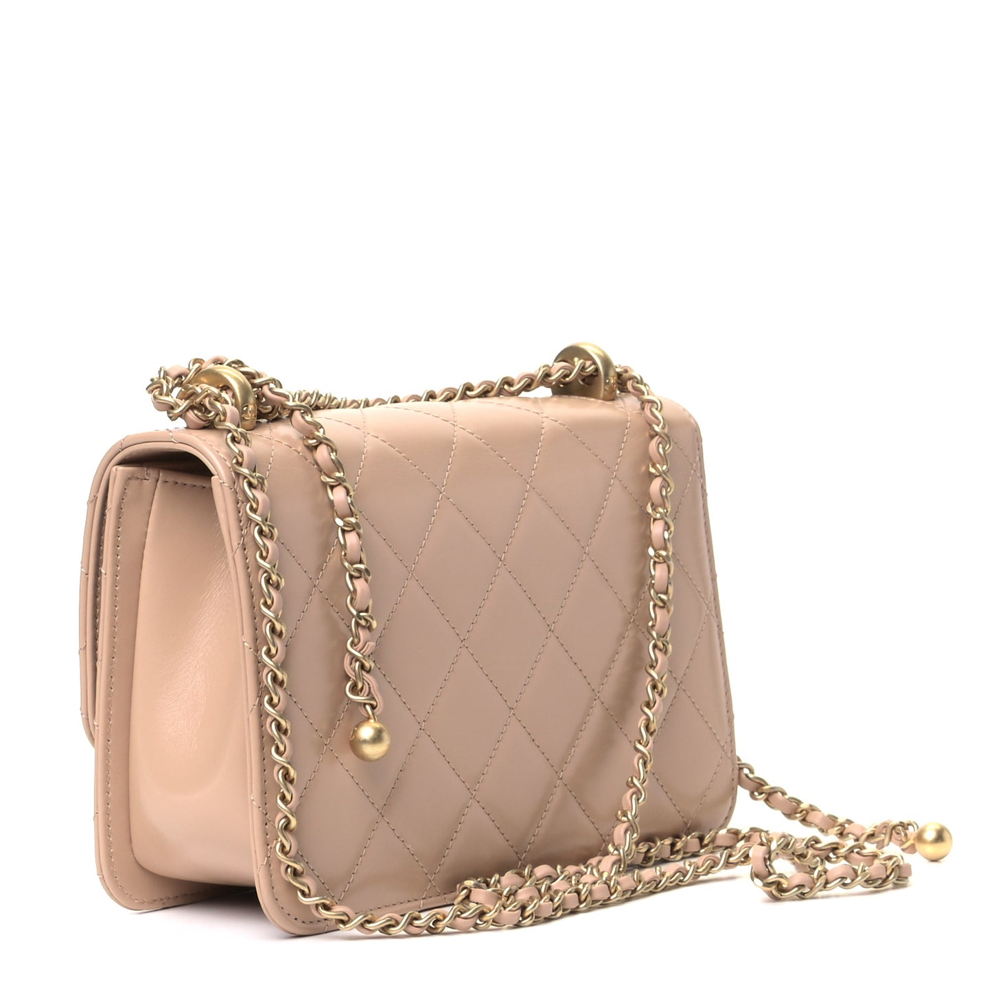 Calfskin Quilted Perfect Fit Flap Beige