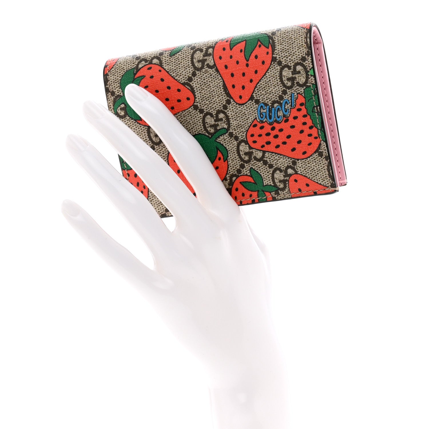Gucci GG Supreme Monogram Strawberry Card Case 2 of 12