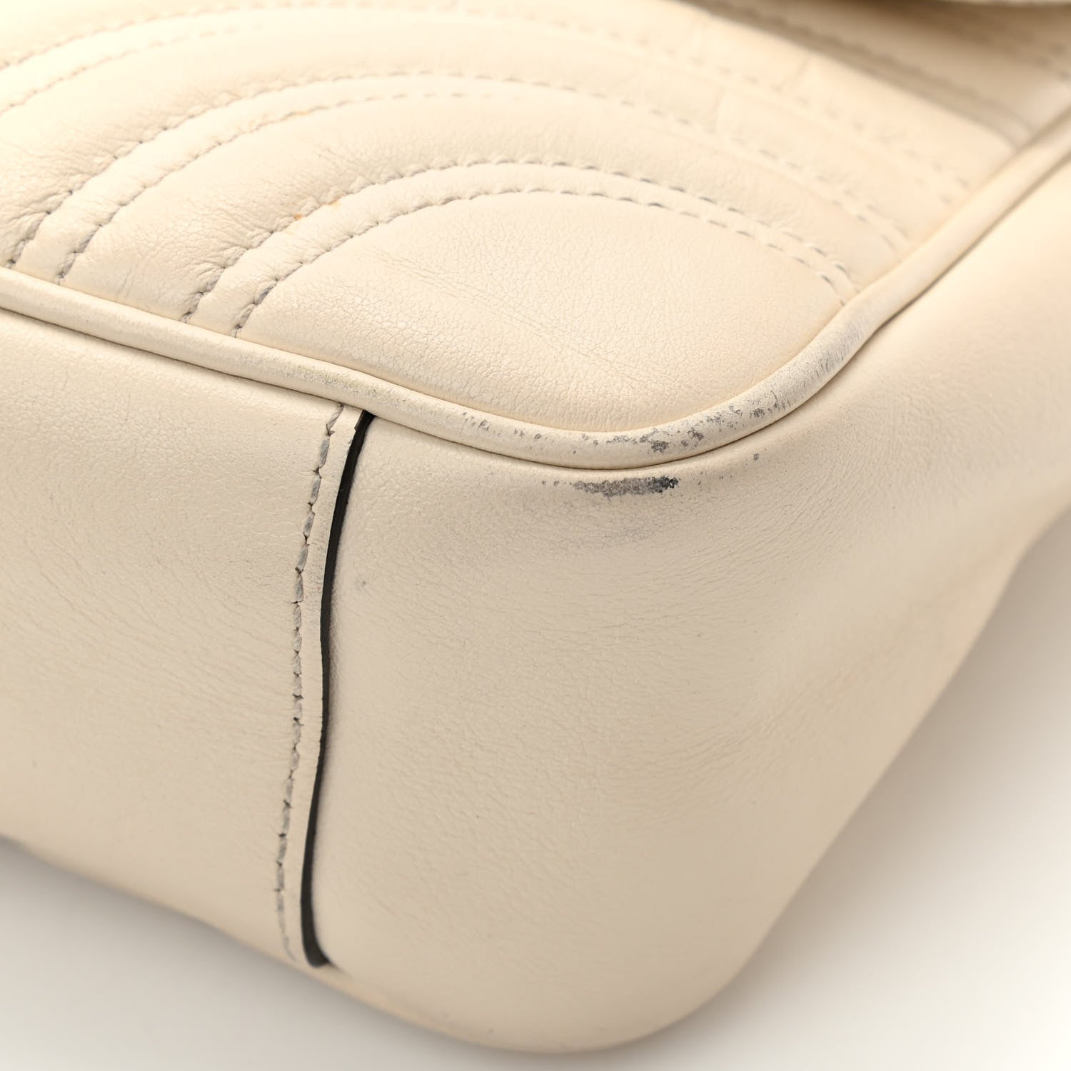 Gucci Calfskin Matelasse Small GG Marmont Shoulder Bag White 14 of 16