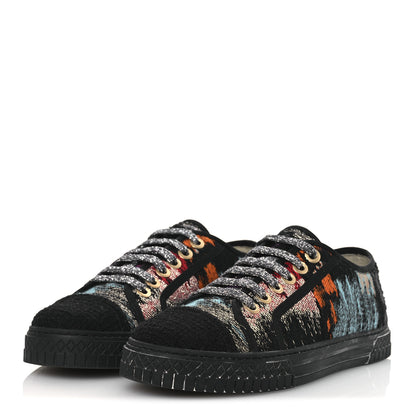 Chanel Metallic Tweed Low Top Sneakers 38 Black Multicolor 4 of 14
