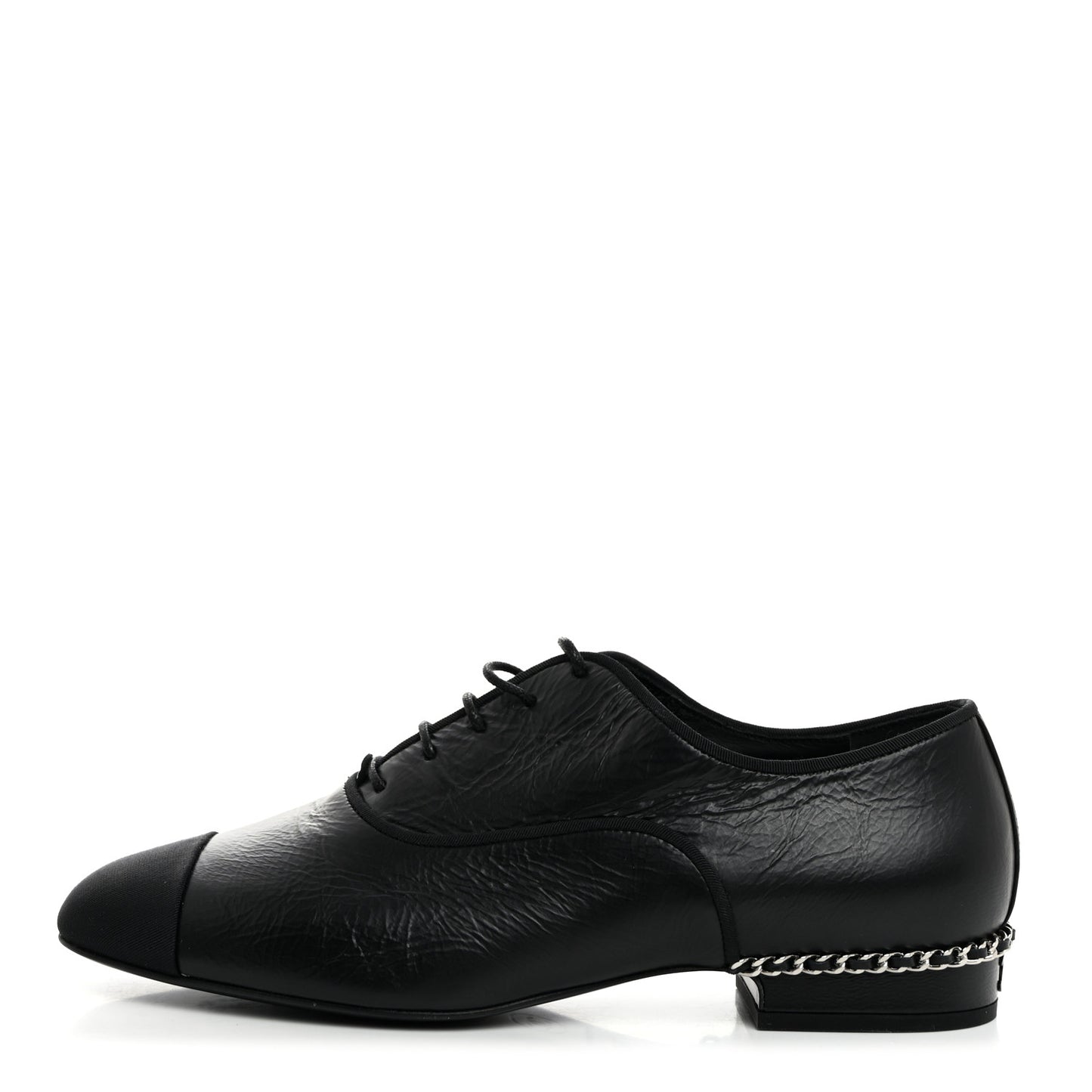 Crumpled Calfskin Womens CC Cap Toe Lace Up Oxfords 36 Black