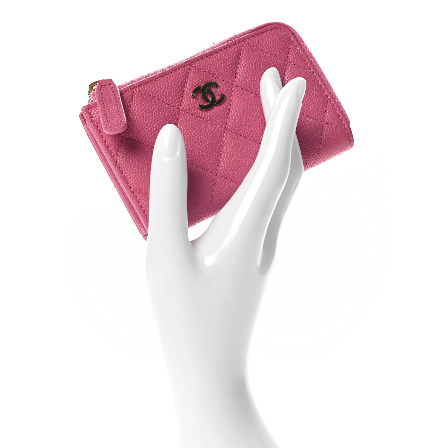 Chanel Caviar Quilted Zipped Key Holder Case Pink 2 of 7