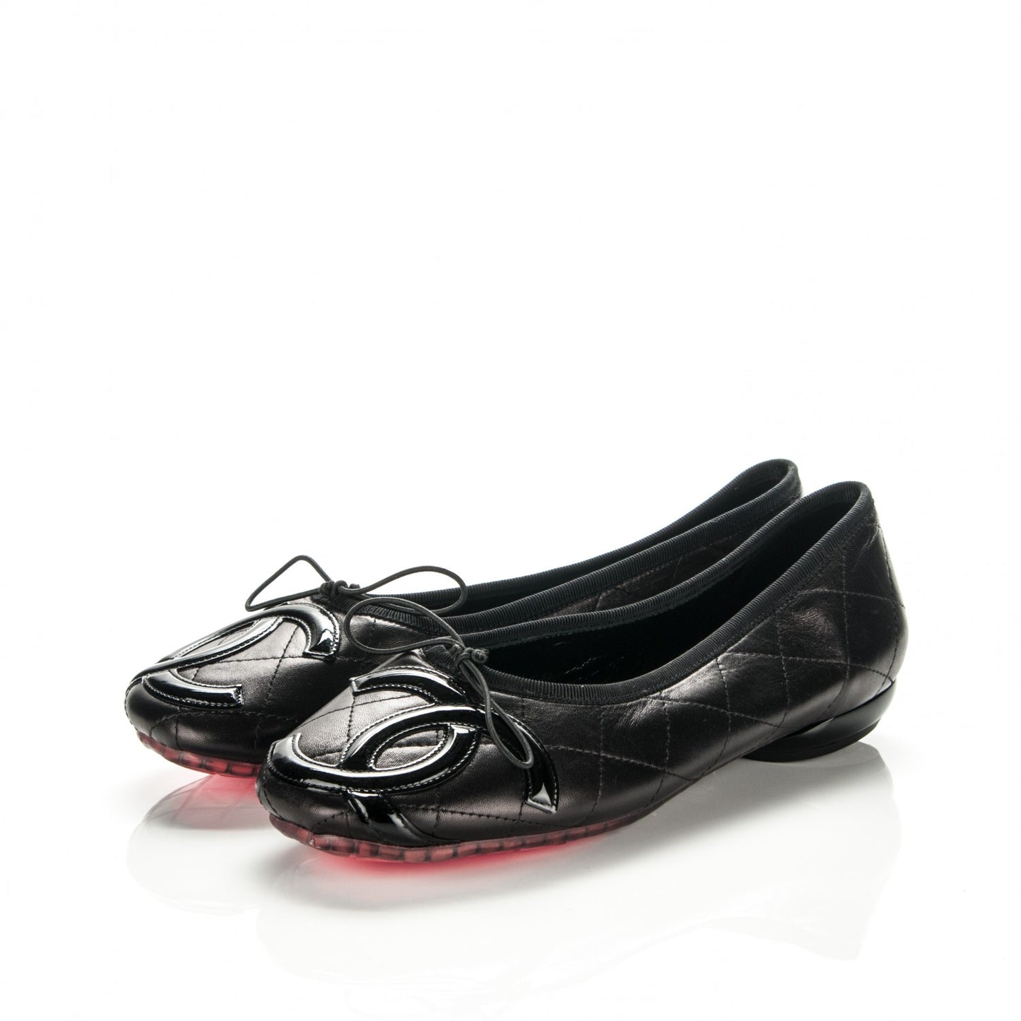 Lambskin Quilted Cambon Ballerina Flats 39 Black