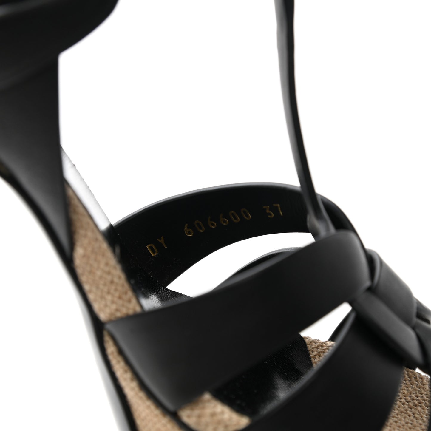 Calfskin Canvas Tribute 75 Platform Sandals 37 Black