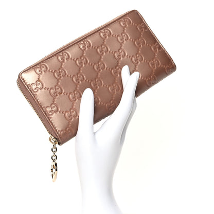 Gucci Metallic Guccissima Lovely Zip Around Wallet Pink 2 of 10