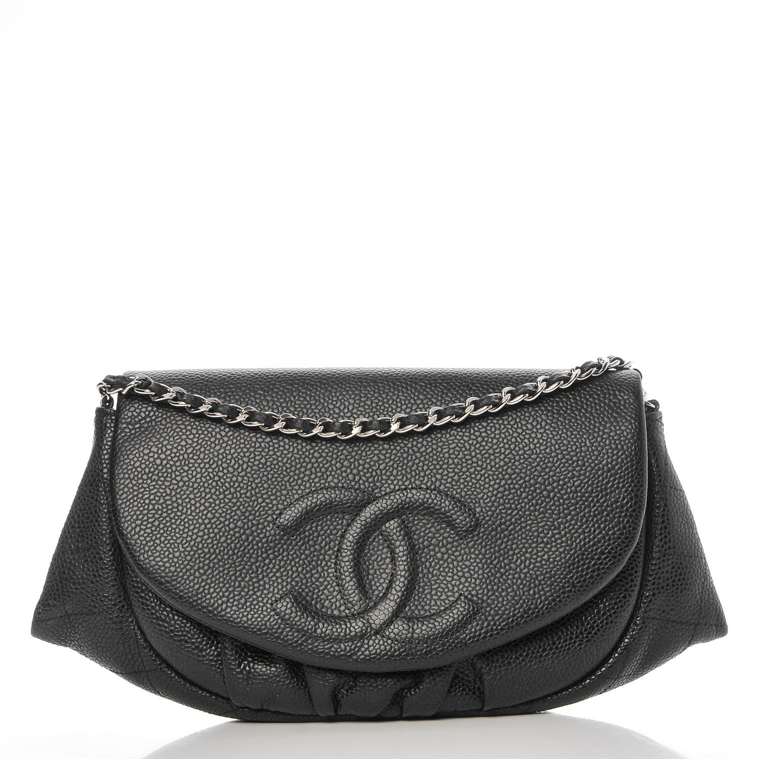 Chanel Caviar Half Moon Wallet On Chain WOC Black 1 of 9