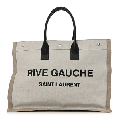 Saint Laurent Linen Calfskin Rive Gauche Tote Optic White 1 of 14