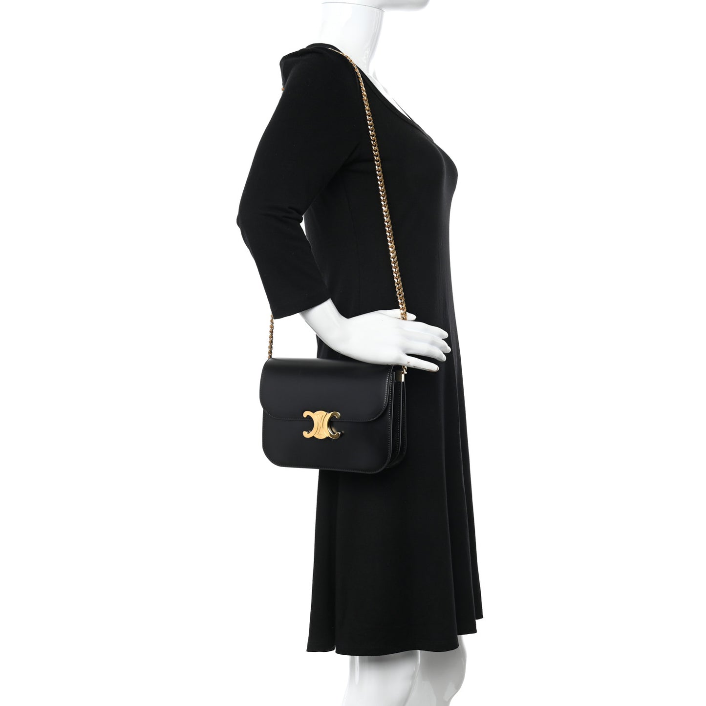 Shiny Calfskin College Triomphe Black