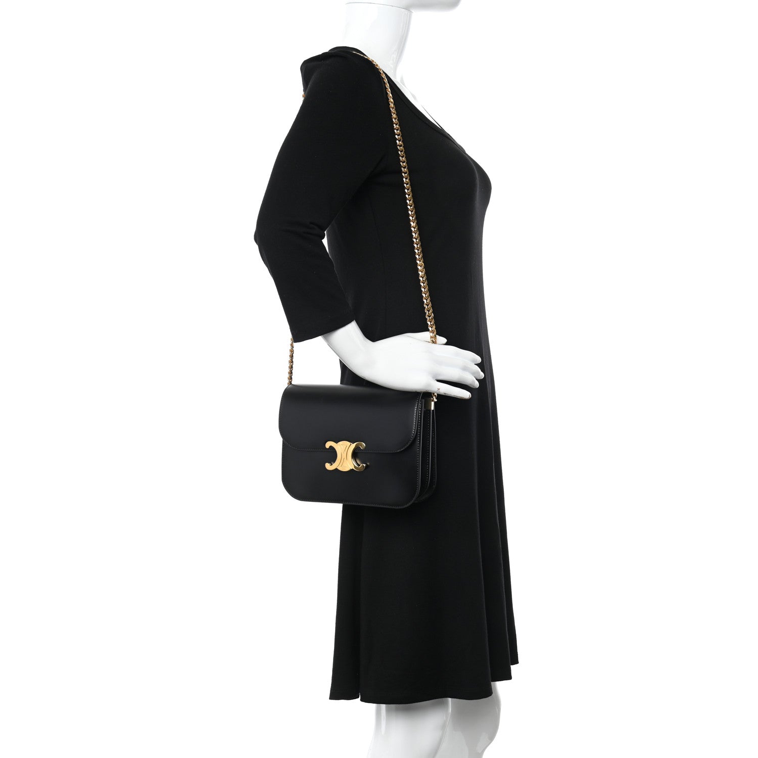 Celine Shiny Calfskin College Triomphe Black 2 of 11