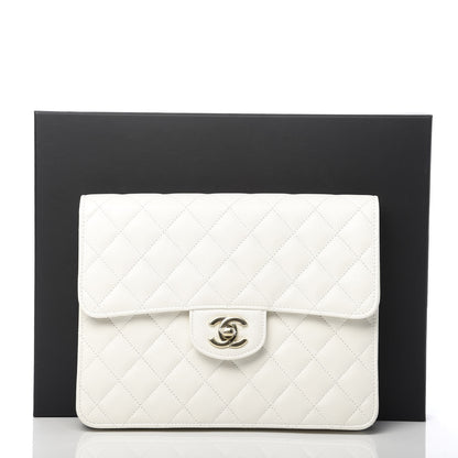 Chanel Caviar Quilted Square Flap Clutch White 8 of 8
