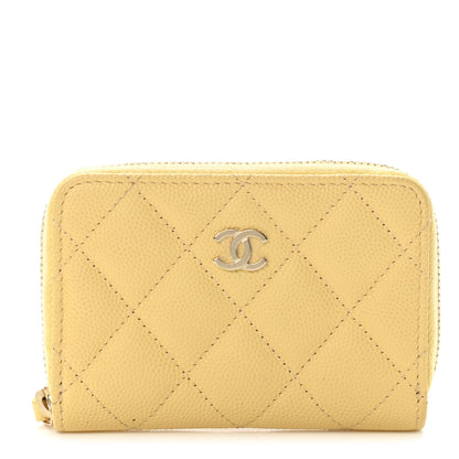 Chanel Caviar Quilted Zip Coin Purse Yellow 1 of 13