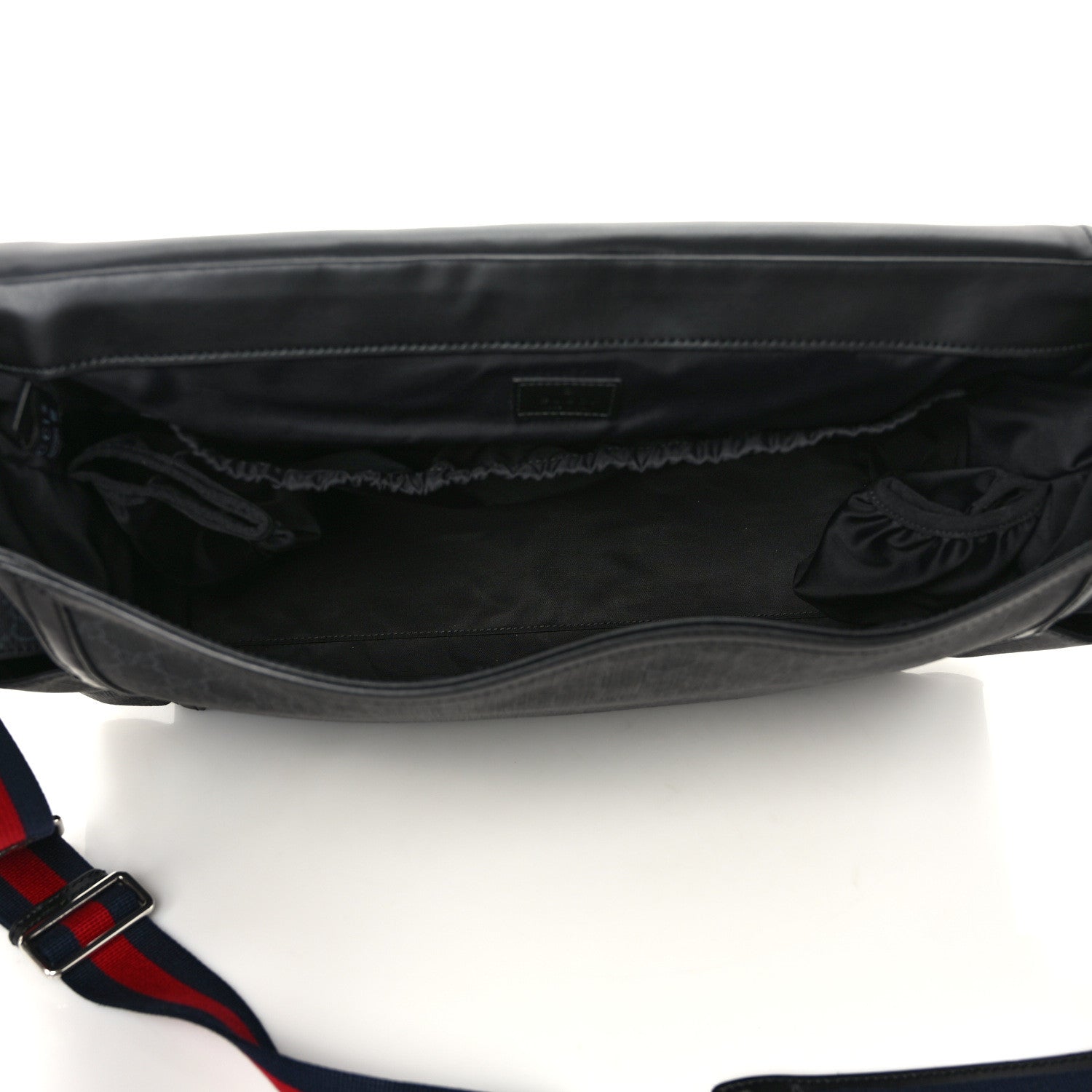 Gucci GG Supreme Monogram Web Messenger Diaper Bag Black Grey 6 of 11