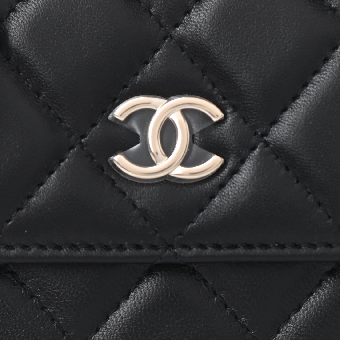 Lambskin Quilted My Chanel Lady Card Holder On Chain Black