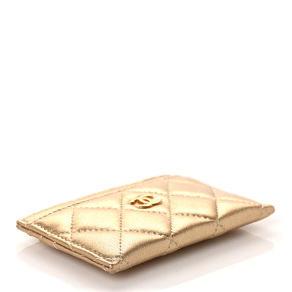 Chanel Metallic Lambskin Quilted CC Card Holder Gold 4 of 11
