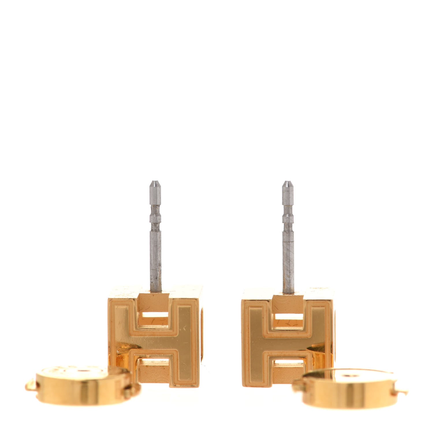 Hermes Gold Lacquered Cage d'H Earrings Rouge H 3 of 4