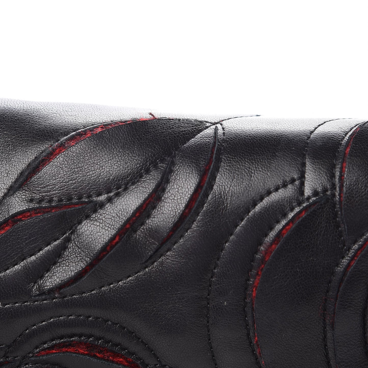 Lambskin Tweed Large Camellia Petals Flap Black
