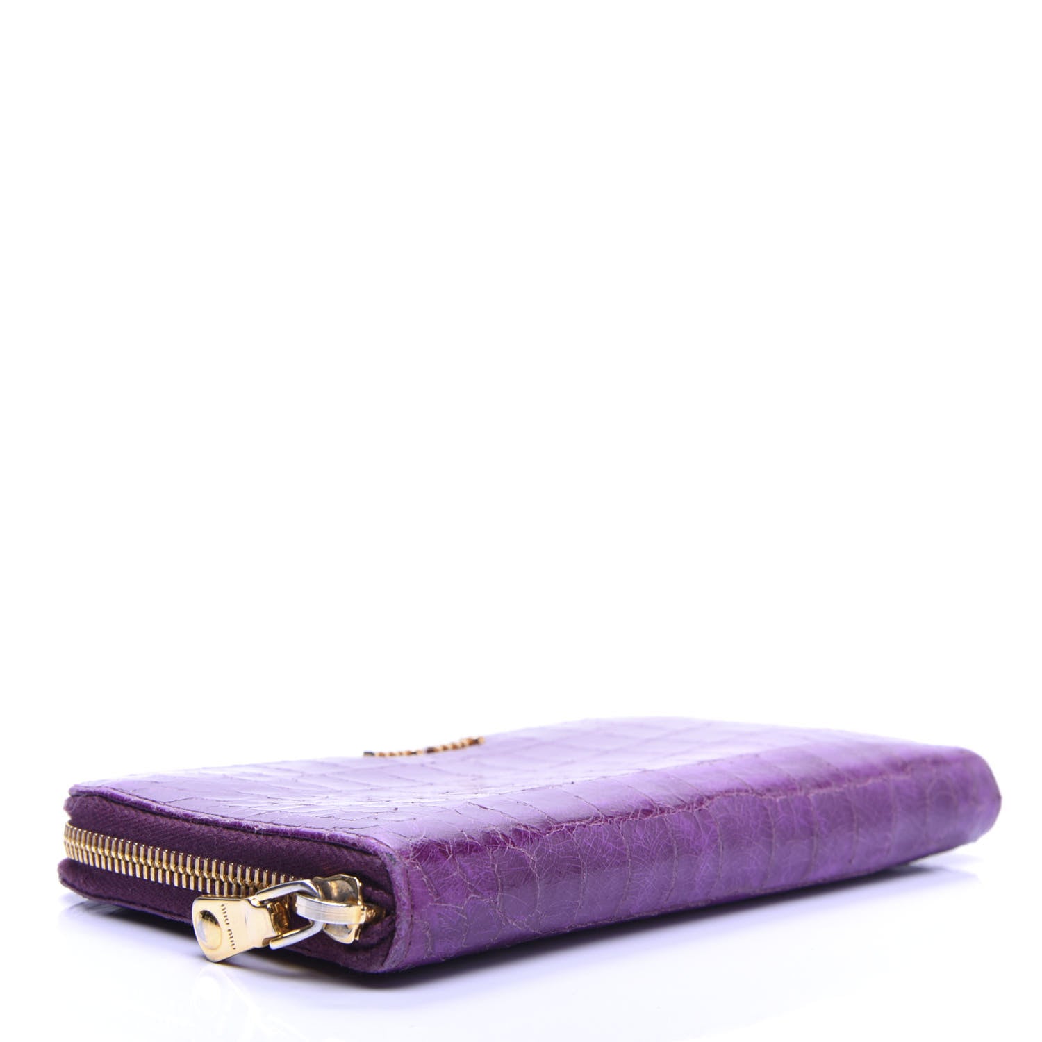 Miu Miu Patent Crocodile Embossed Wallet Purple 4 of 8