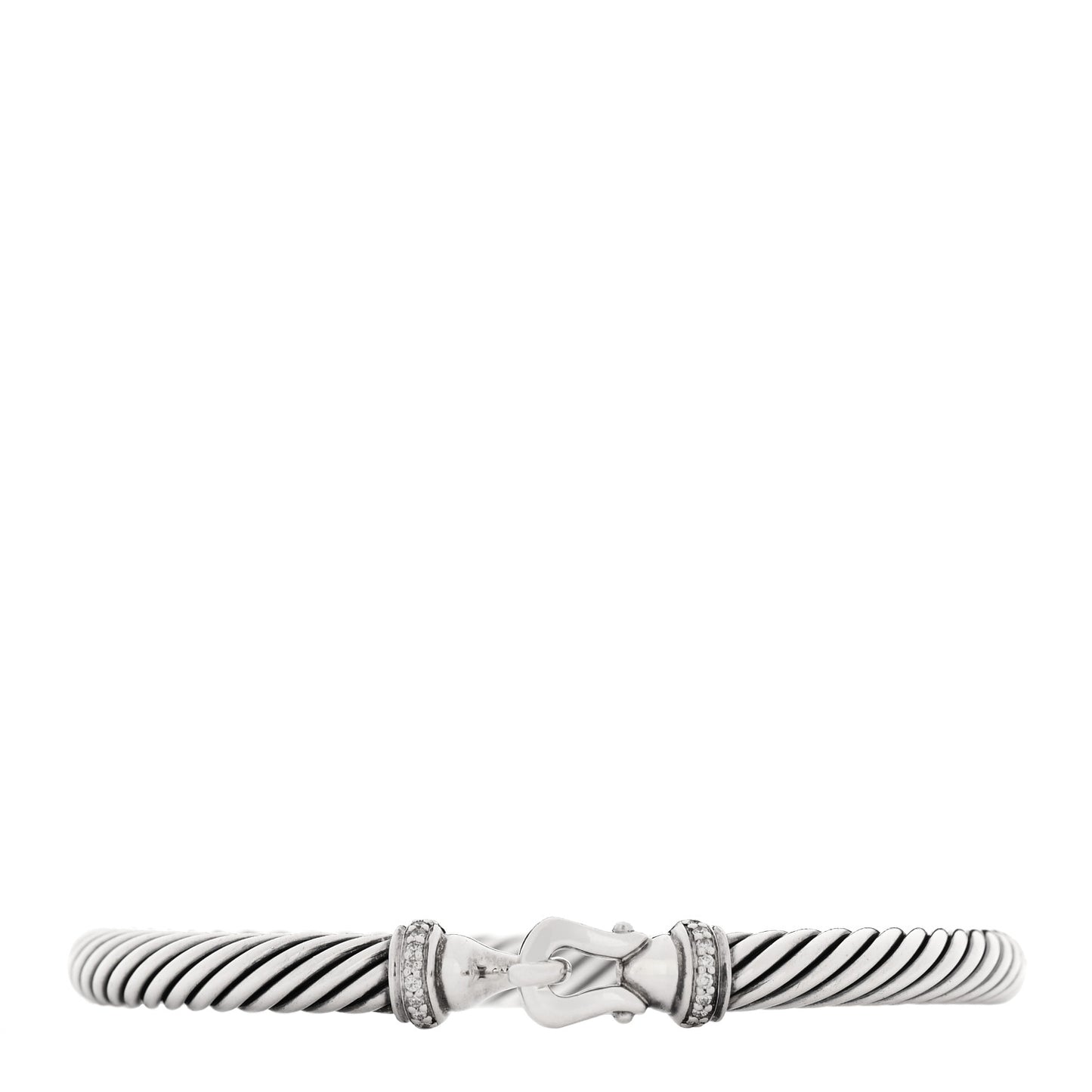 Sterling Silver Diamond 5mm Cable Buckle Bracelet
