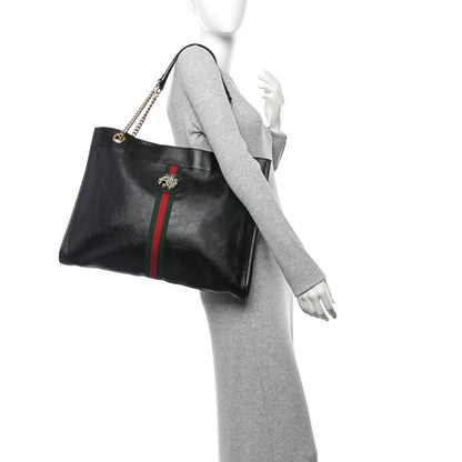 Gucci Calfskin Large Rajah Chain Tote Black 2 of 11