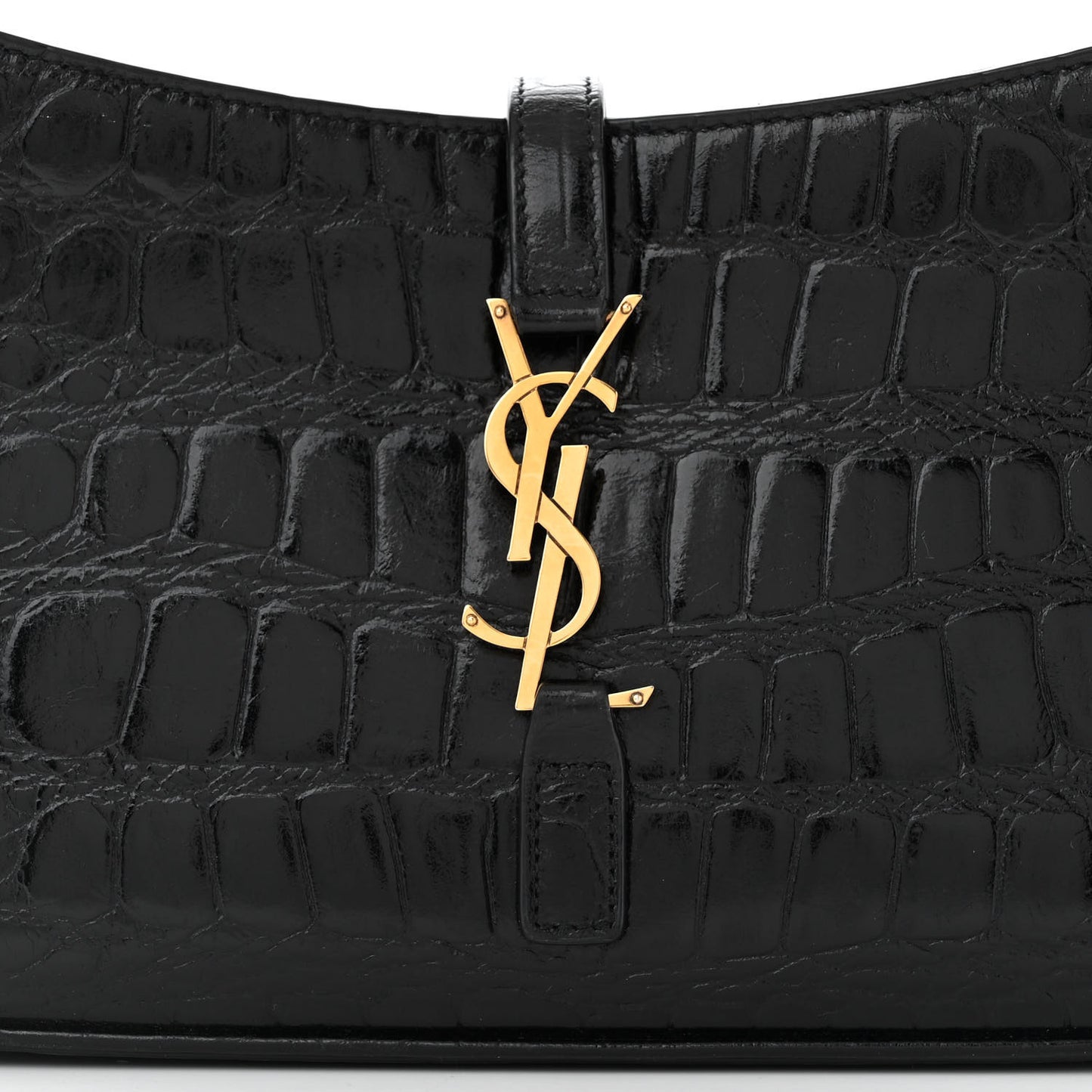 Calfskin Crocodile Embossed LE 5 A 7 Hobo Black